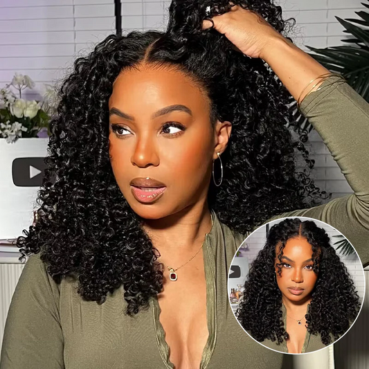 Ready to Wear Glueless Human hair Kinky Curly Wig