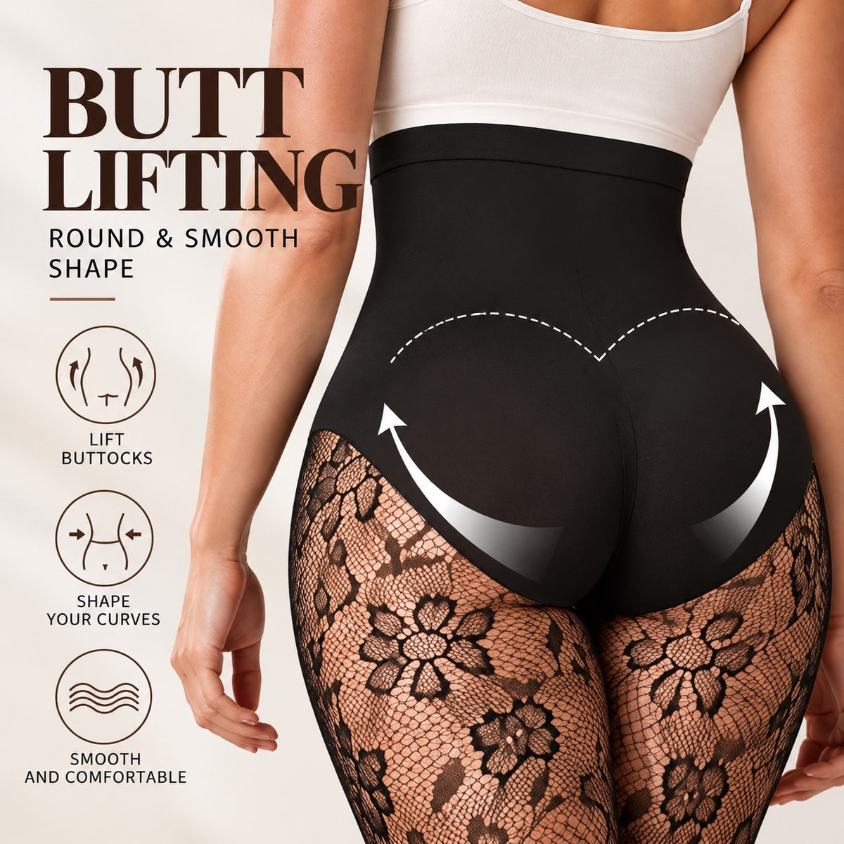 Collant d’hiver floral gainant — Doublé polaire 300 g