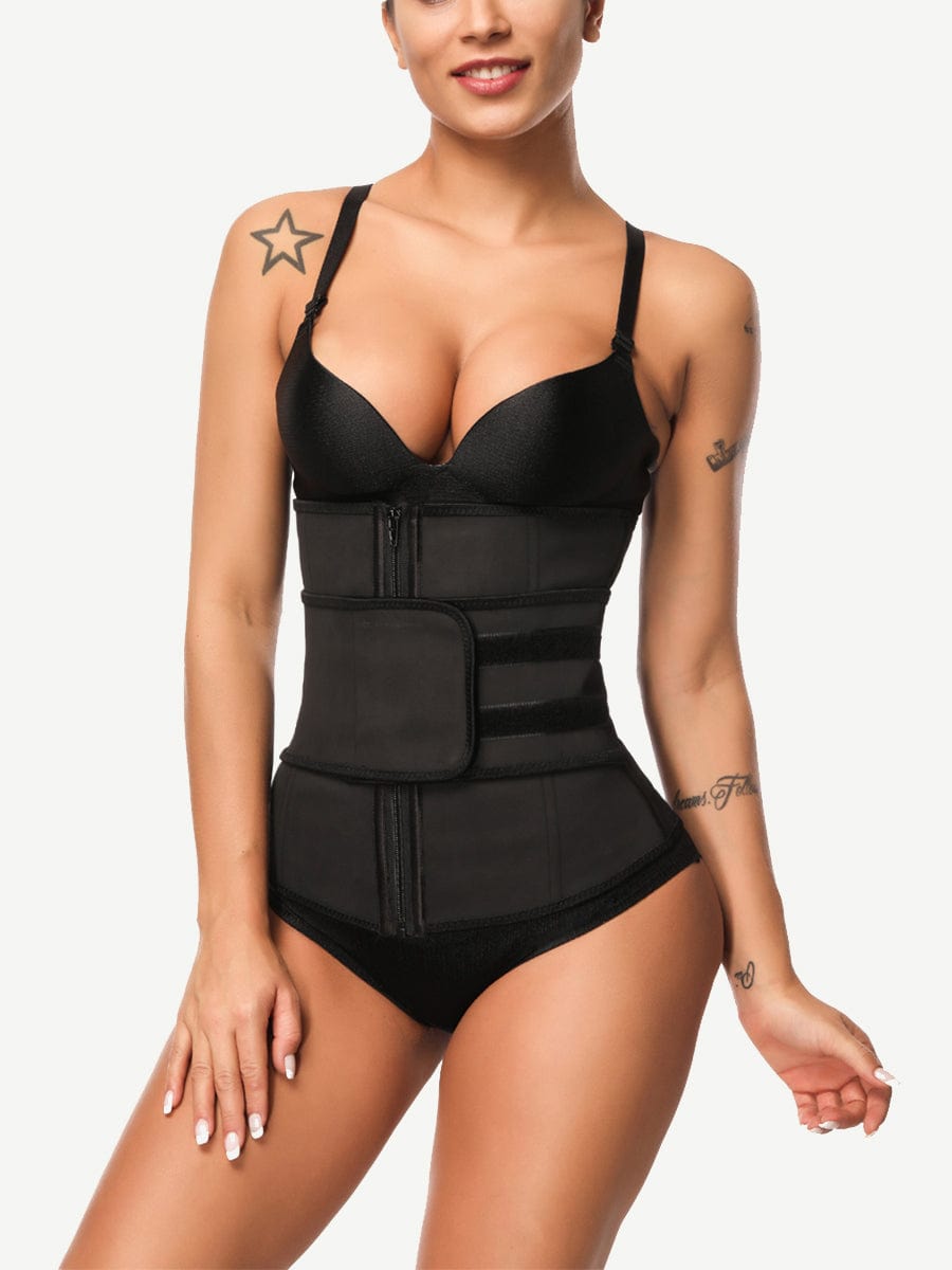 B180019BK01 — Long-Torso Latex Waist Trainer with 9 Steel Bones