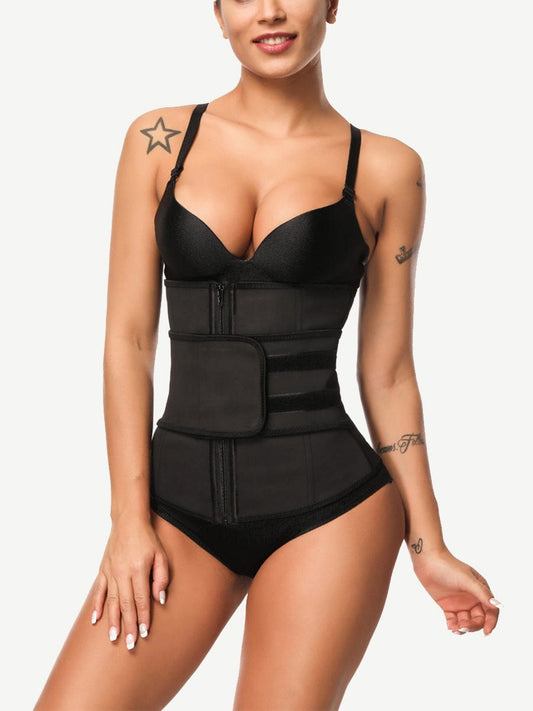B180019BK01 — Ceinture gainante en latex pour buste long avec 9 baleines