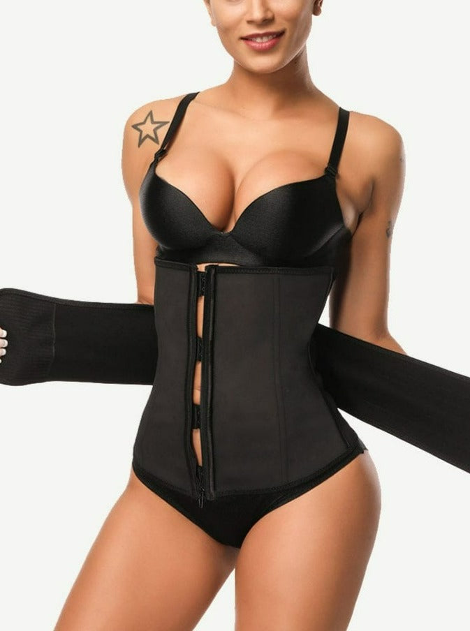 B180019BK01 — Long-Torso Latex Waist Trainer with 9 Steel Bones