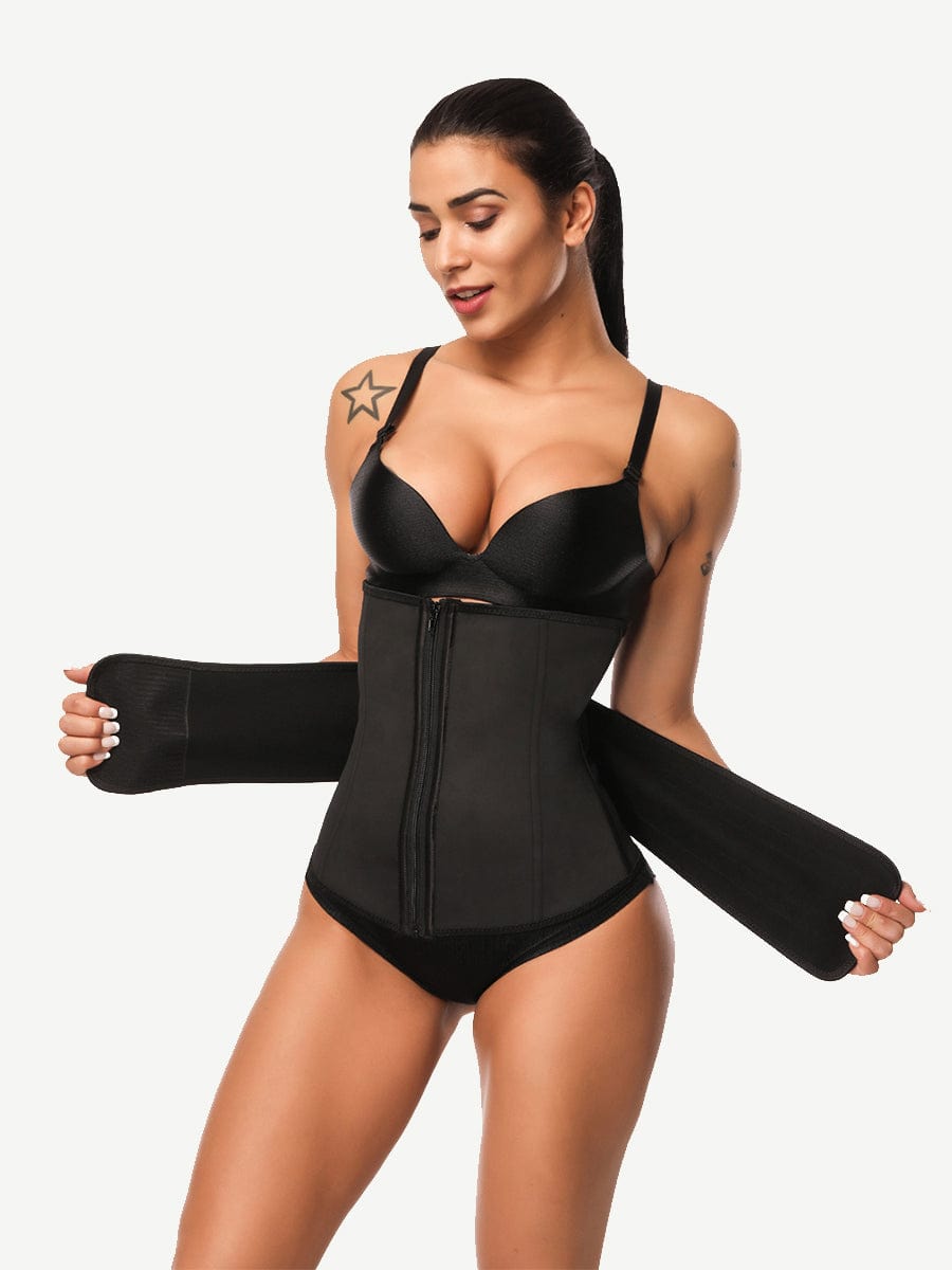 B180019BK01 — Long-Torso Latex Waist Trainer with 9 Steel Bones