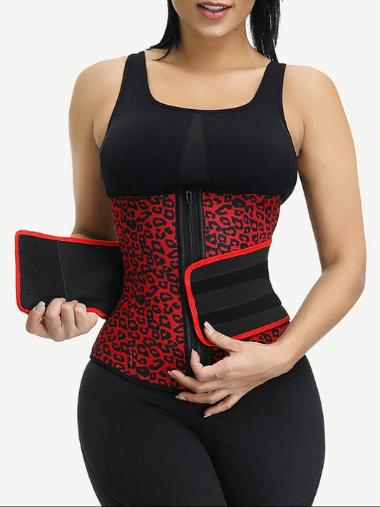 B195077 — Plus-Size Neoprene Waist Trainer with Leopard Belt
