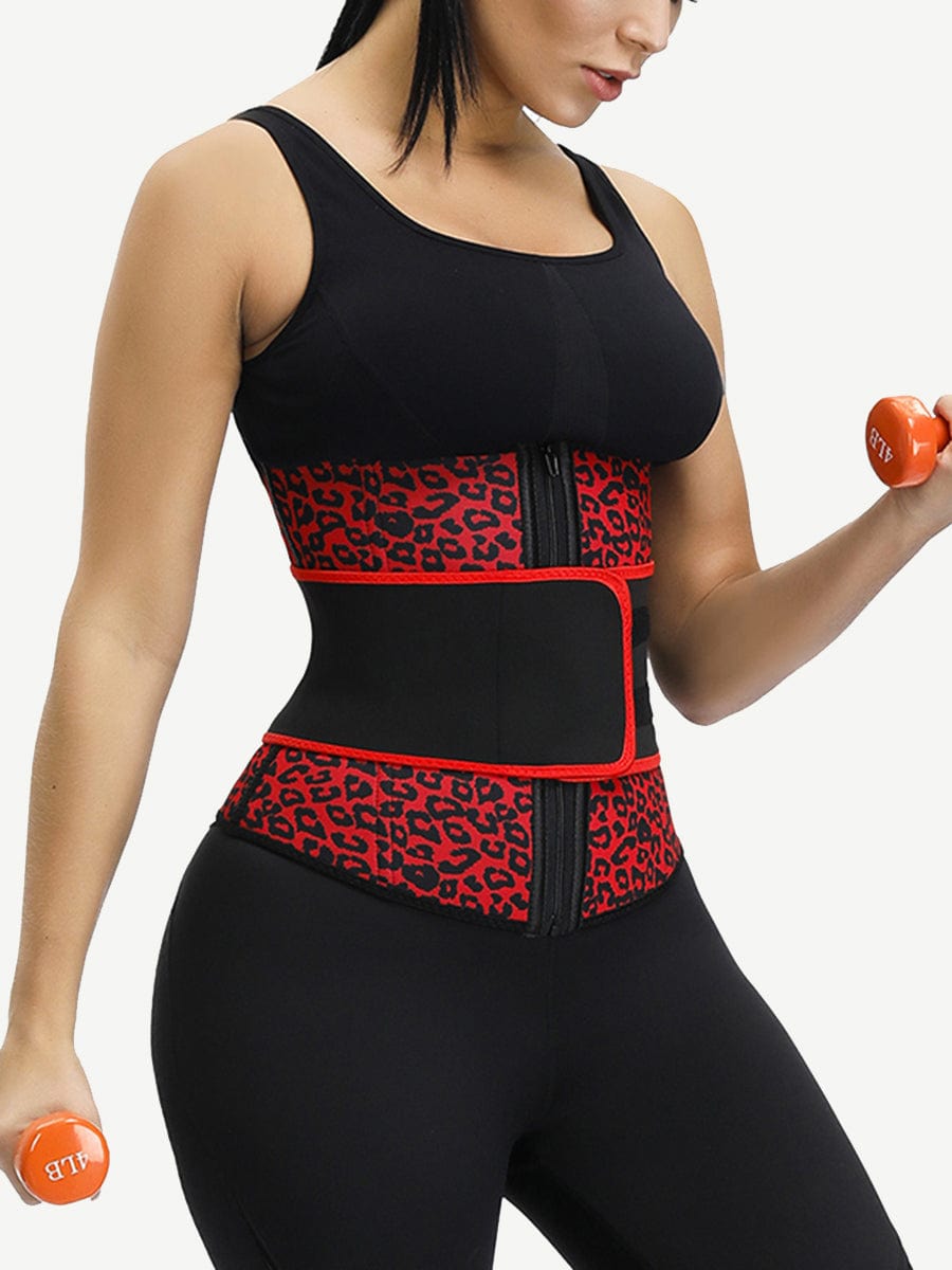 B195077 — Plus-Size Neoprene Waist Trainer with Leopard Belt