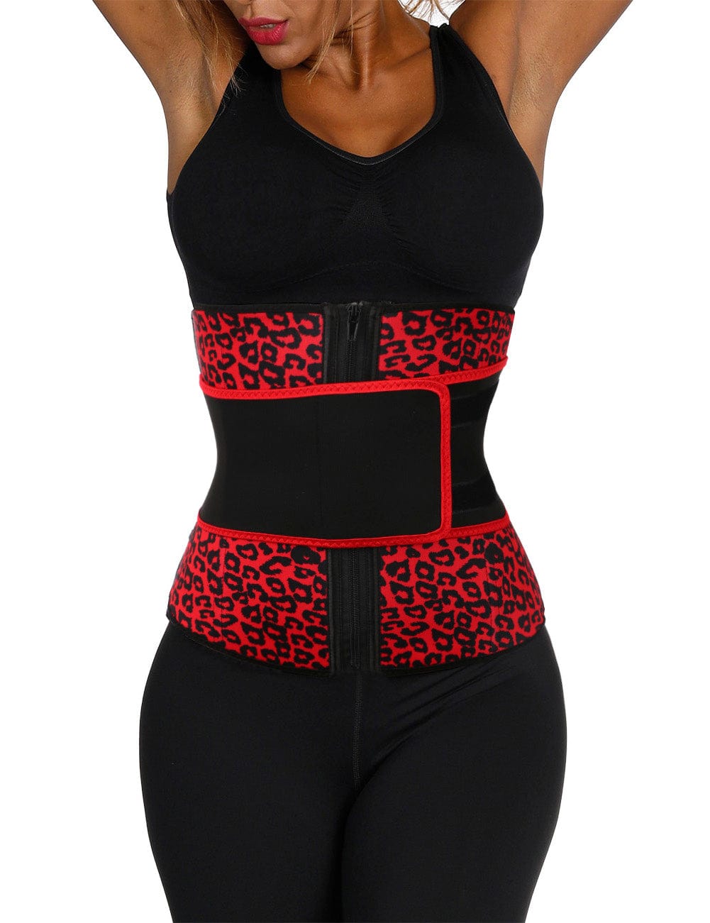 B195077 — Plus-Size Neoprene Waist Trainer with Leopard Belt