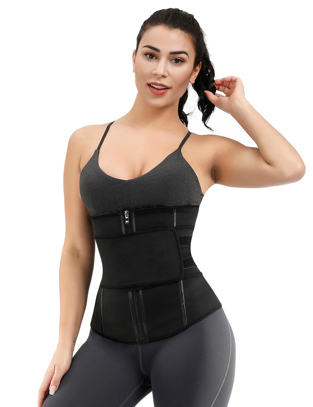 B195079 — Ceinture gainante grande taille doublée avec 7 baleines en acier