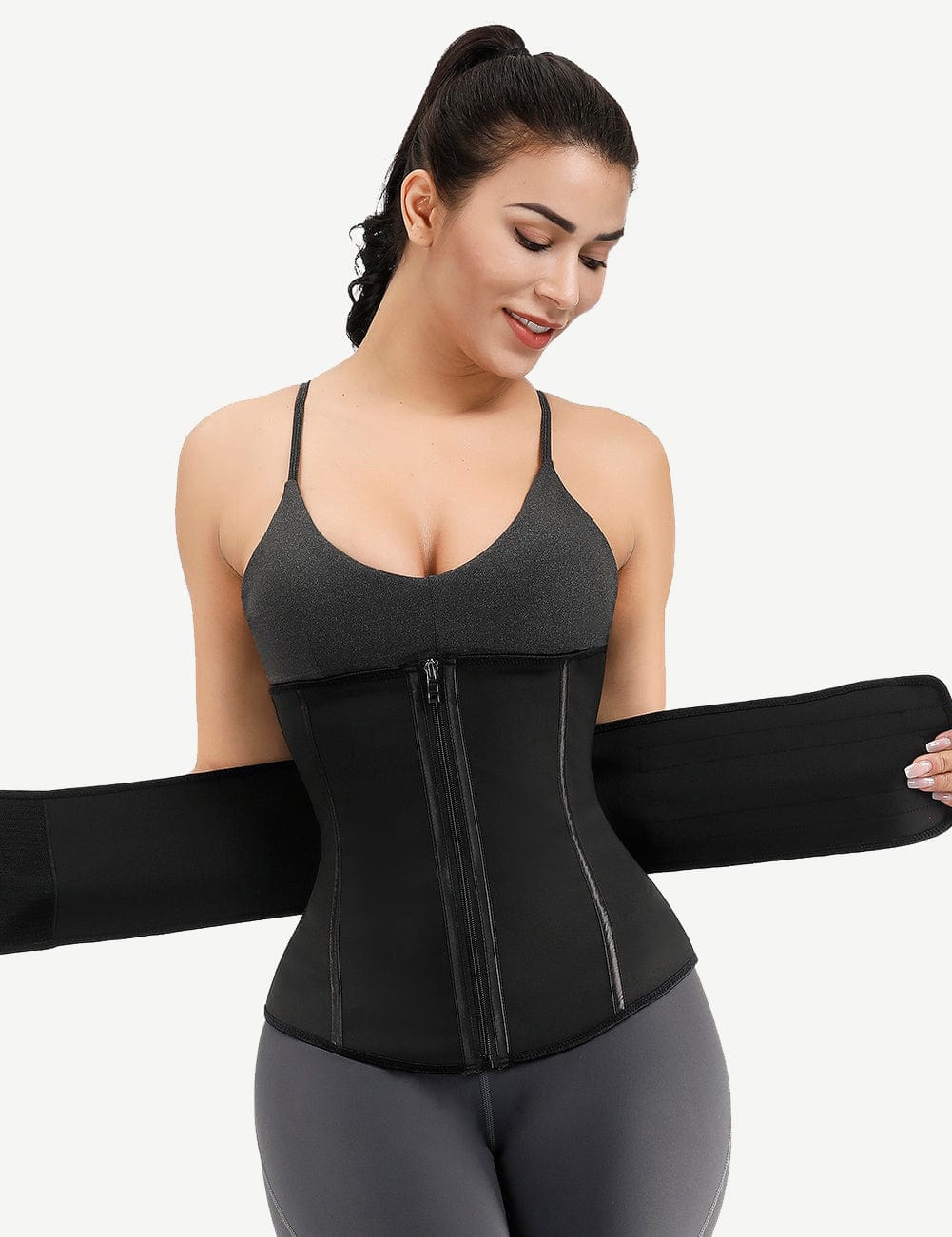 B195079 — Ceinture gainante grande taille doublée avec 7 baleines en acier