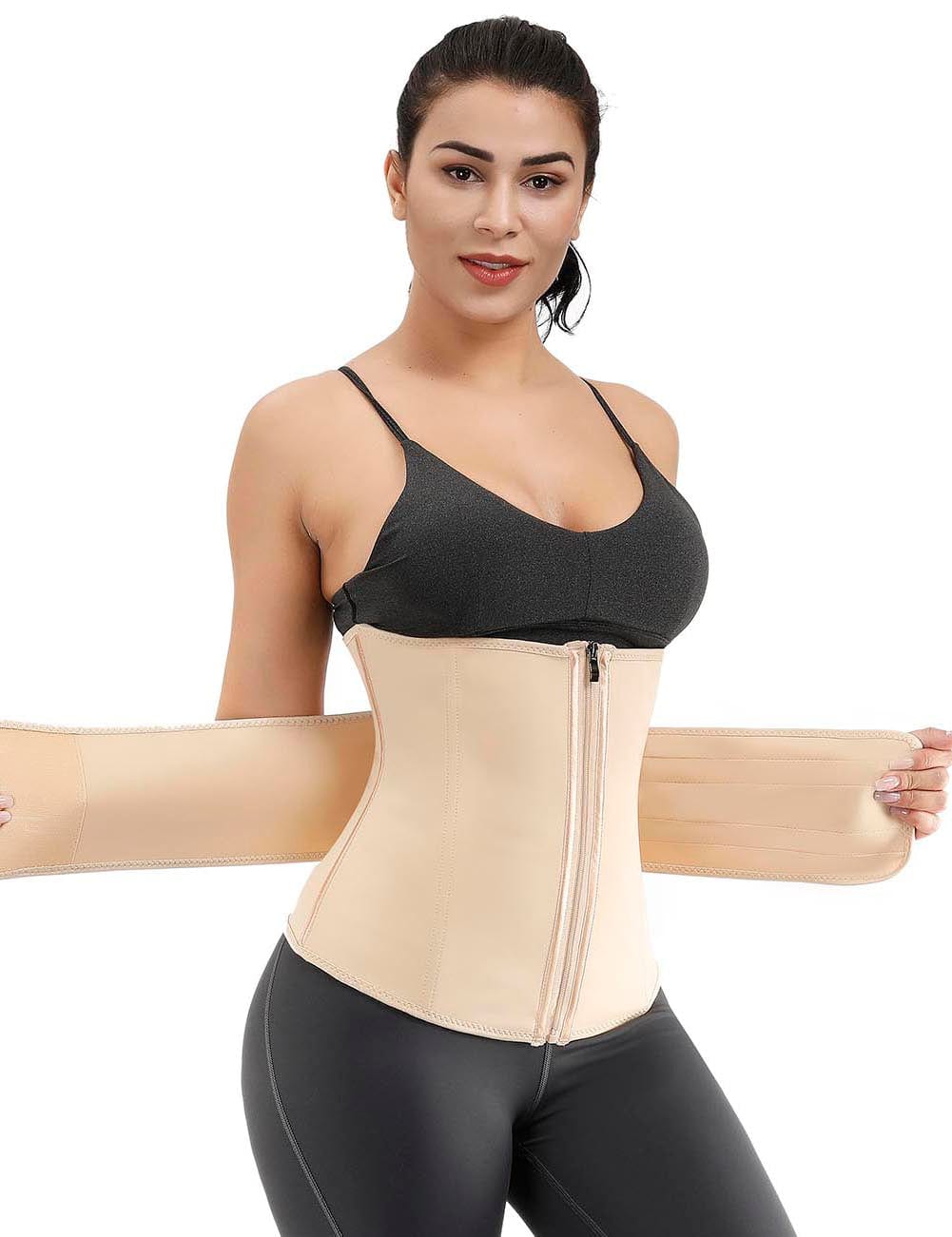 B195079 — Ceinture gainante grande taille doublée avec 7 baleines en acier