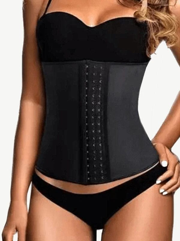 LB4468 — Ceinture gainante en latex avec 9 baleines et fermeture à agrafes