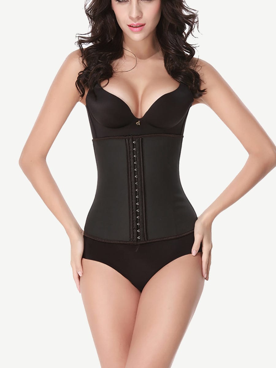 LB4468 — Ceinture gainante en latex avec 9 baleines et fermeture à agrafes