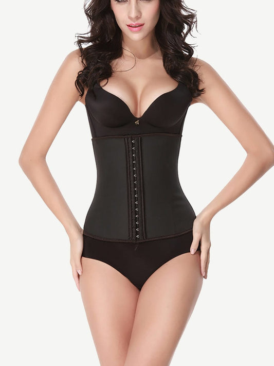 LB4468 — Latex Waist Cincher with 9 Steel Bones and Hook Closure