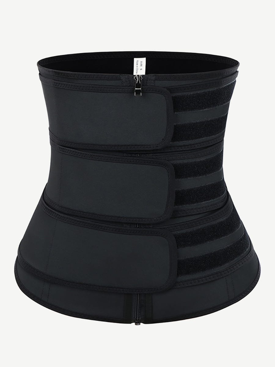 MT200070 — Ceinture gainante en latex rouge rosé avec zip et 7 baleines