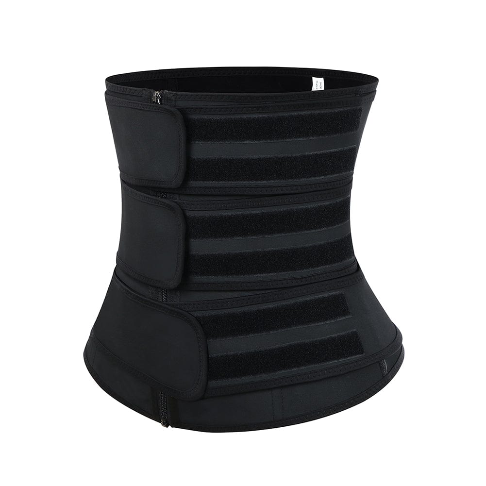 MT200070 — Ceinture gainante en latex rouge rosé avec zip et 7 baleines