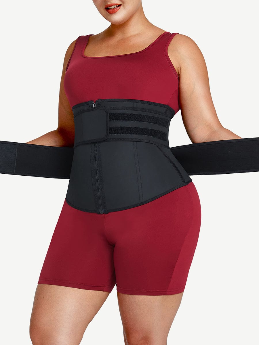 MT200078 — Ceinture gainante en latex grande taille avec zip et sangle réglable