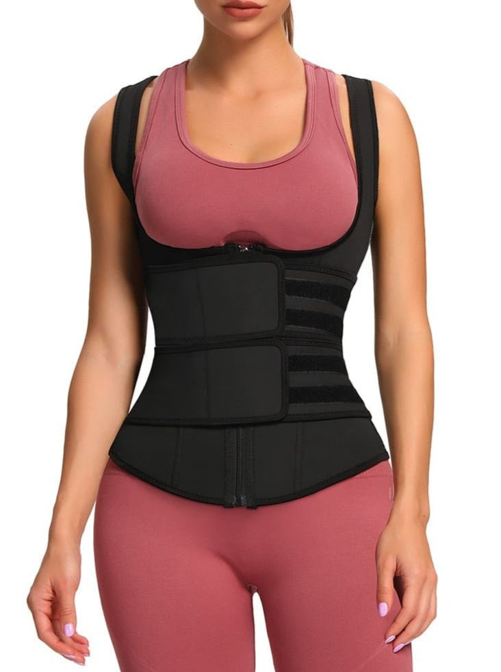 MT200079 — Latex Shaping Vest with Double Belts and Zipper