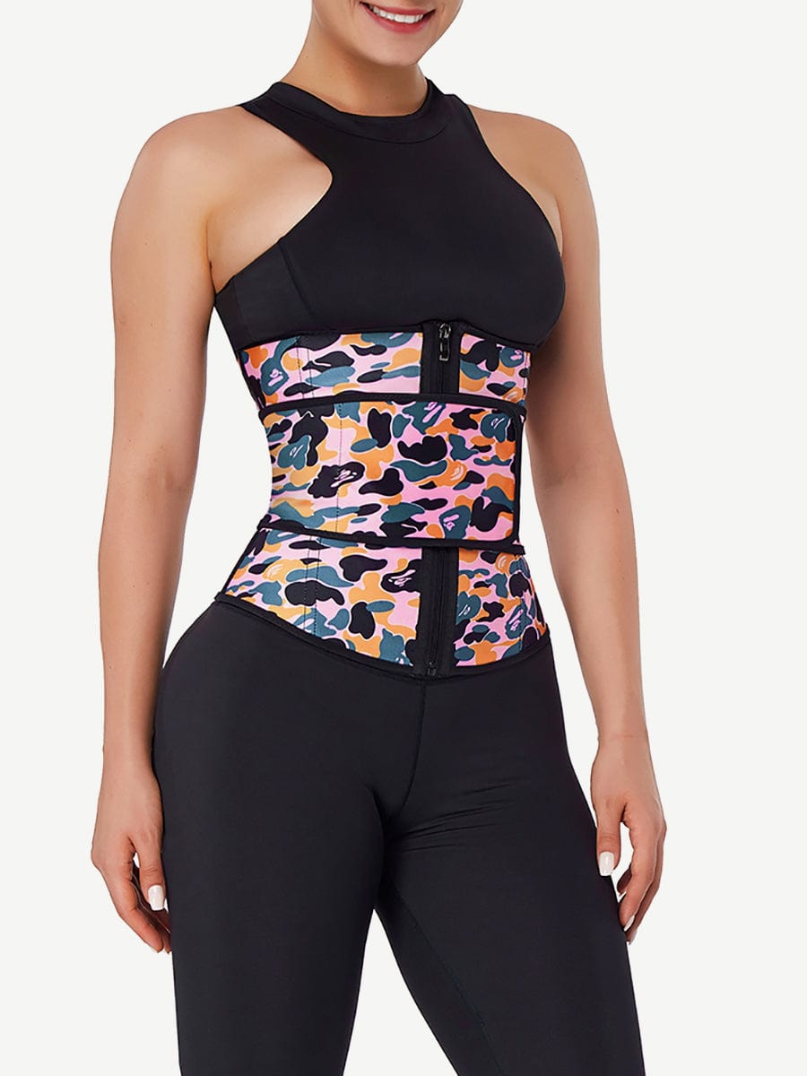 MT200090 — Ceinture gainante en latex camouflage avec sangle