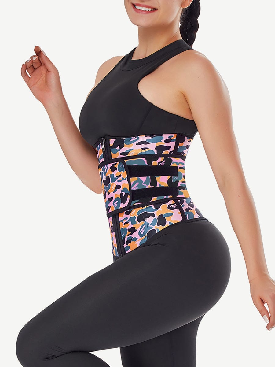 MT200090 — Ceinture gainante en latex camouflage avec sangle