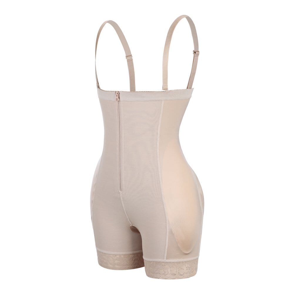 MT200257 — High-Waisted Lace Shaping Shorts with Removable Pads