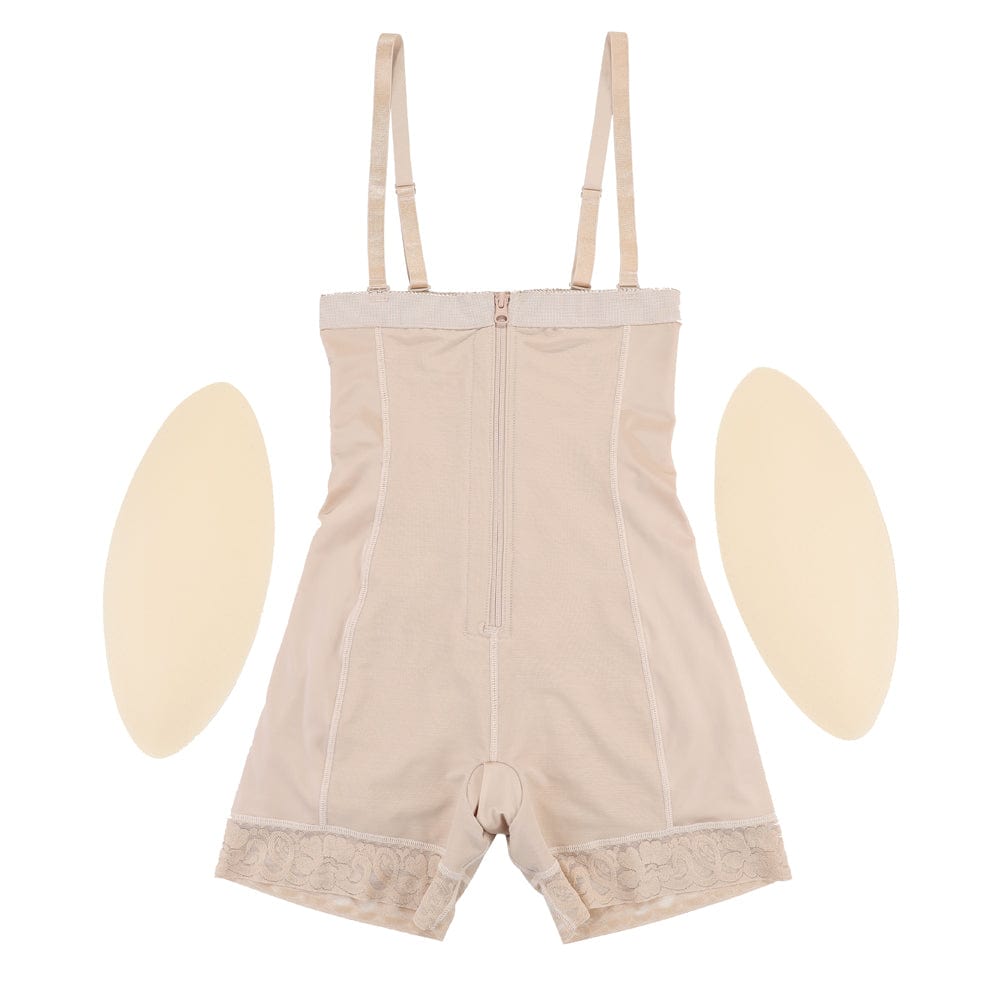 MT200257 — High-Waisted Lace Shaping Shorts with Removable Pads