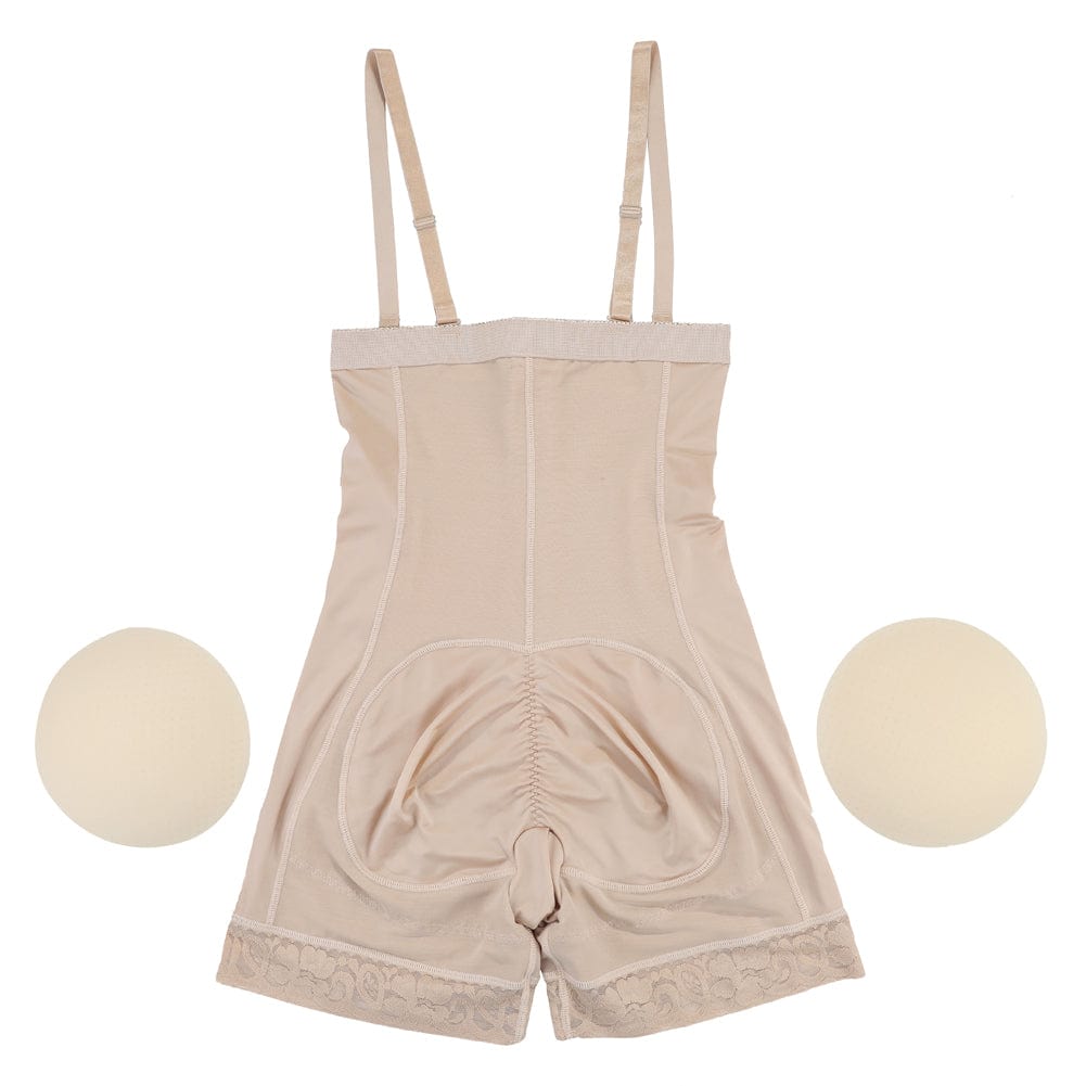 MT200257 — High-Waisted Lace Shaping Shorts with Removable Pads