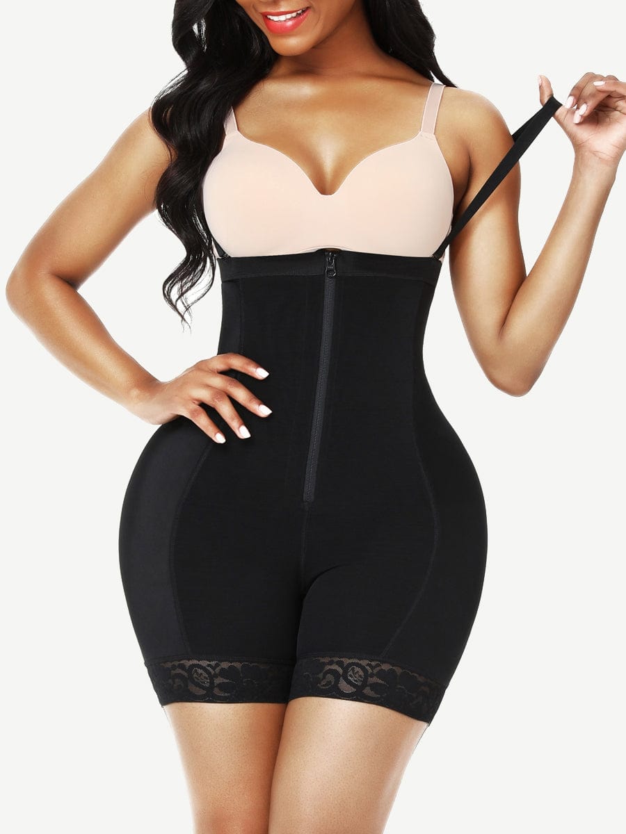 MT200257 — High-Waisted Lace Shaping Shorts with Removable Pads