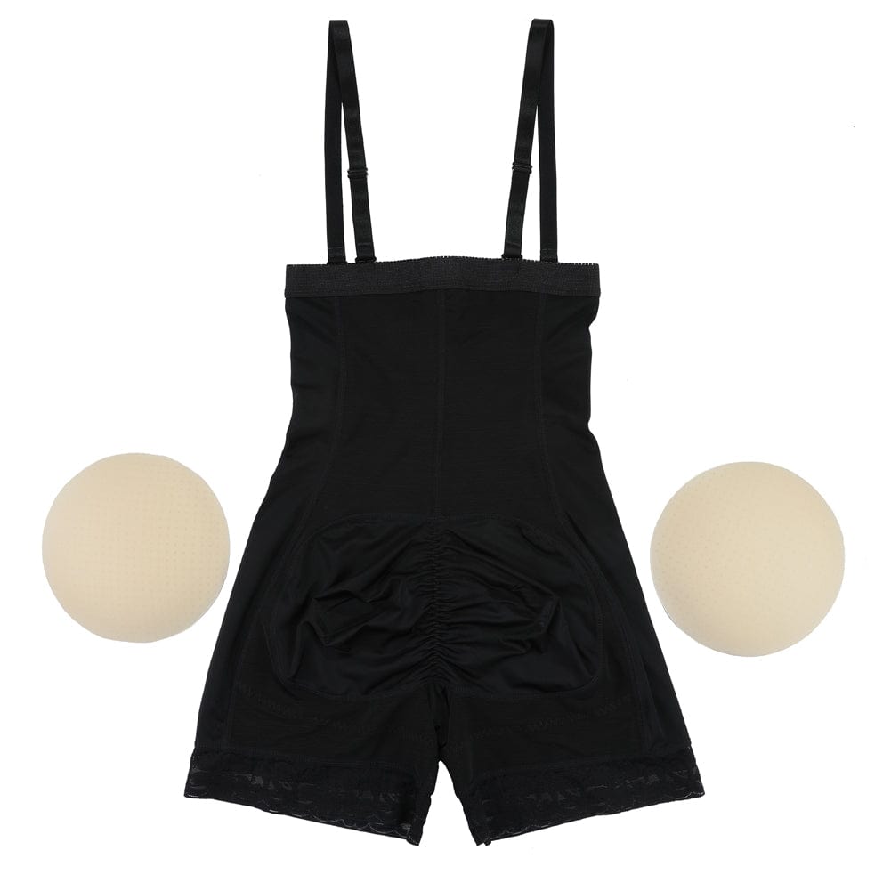 MT200257 — High-Waisted Lace Shaping Shorts with Removable Pads