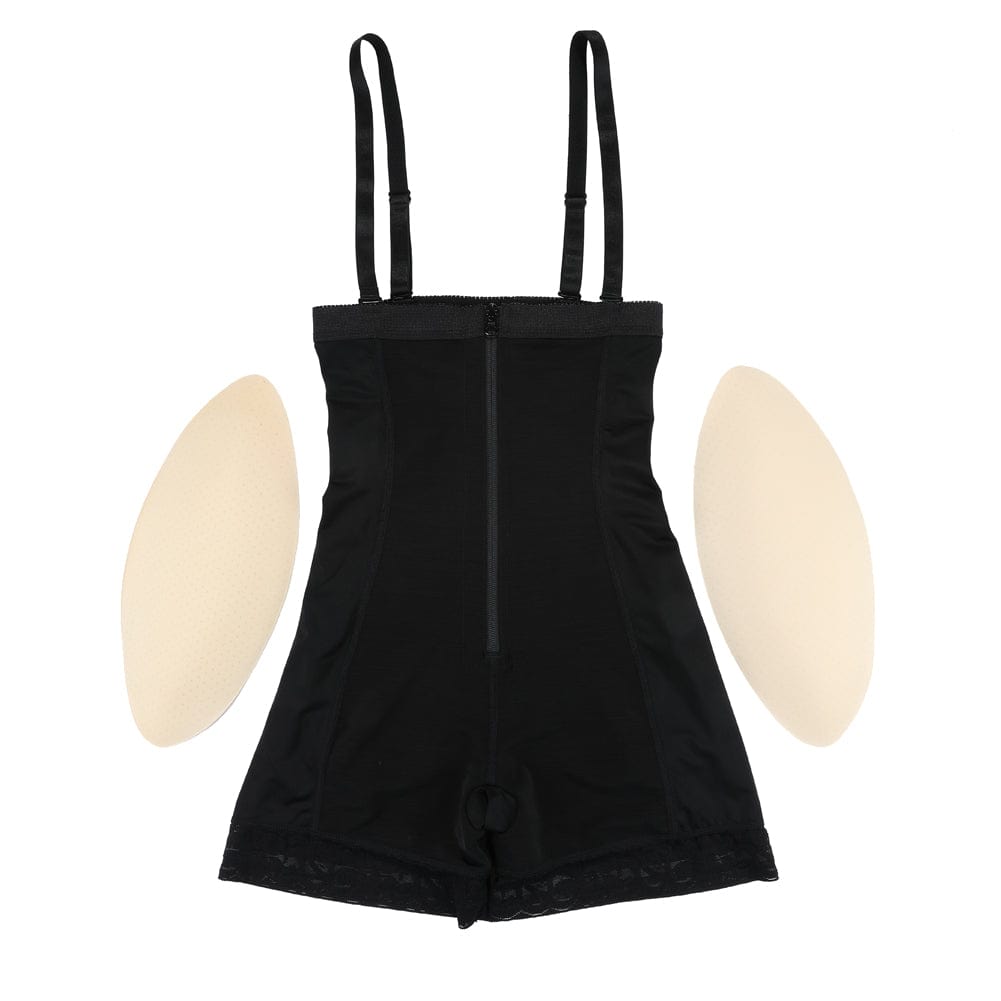 MT200257 — High-Waisted Lace Shaping Shorts with Removable Pads