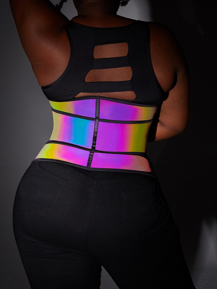 MT200307 — Ceinture gainante en latex à reflets arc-en-ciel
