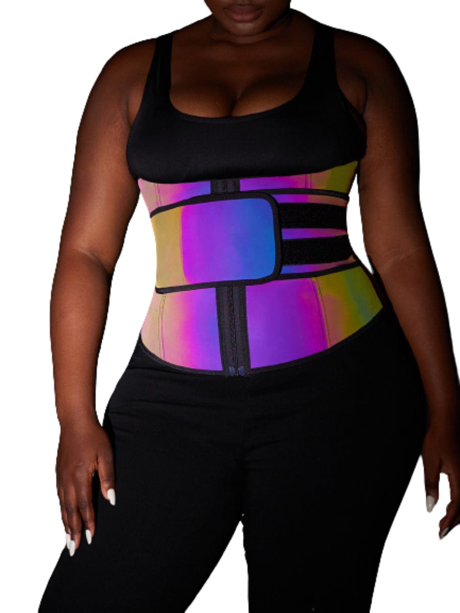 MT200307 — Ceinture gainante en latex à reflets arc-en-ciel