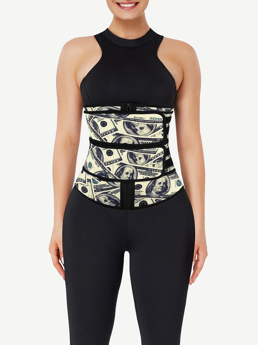 MT200357 — Dollar-Print Latex Waist Trainer with Double Belts