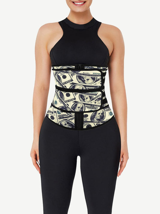 MT200357 — Dollar-Print Latex Waist Trainer with Double Belts