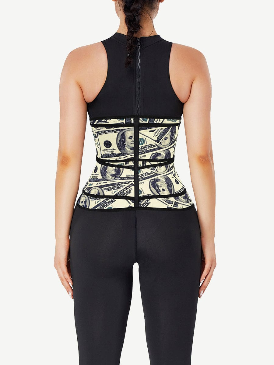 MT200357 — Dollar-Print Latex Waist Trainer with Double Belts