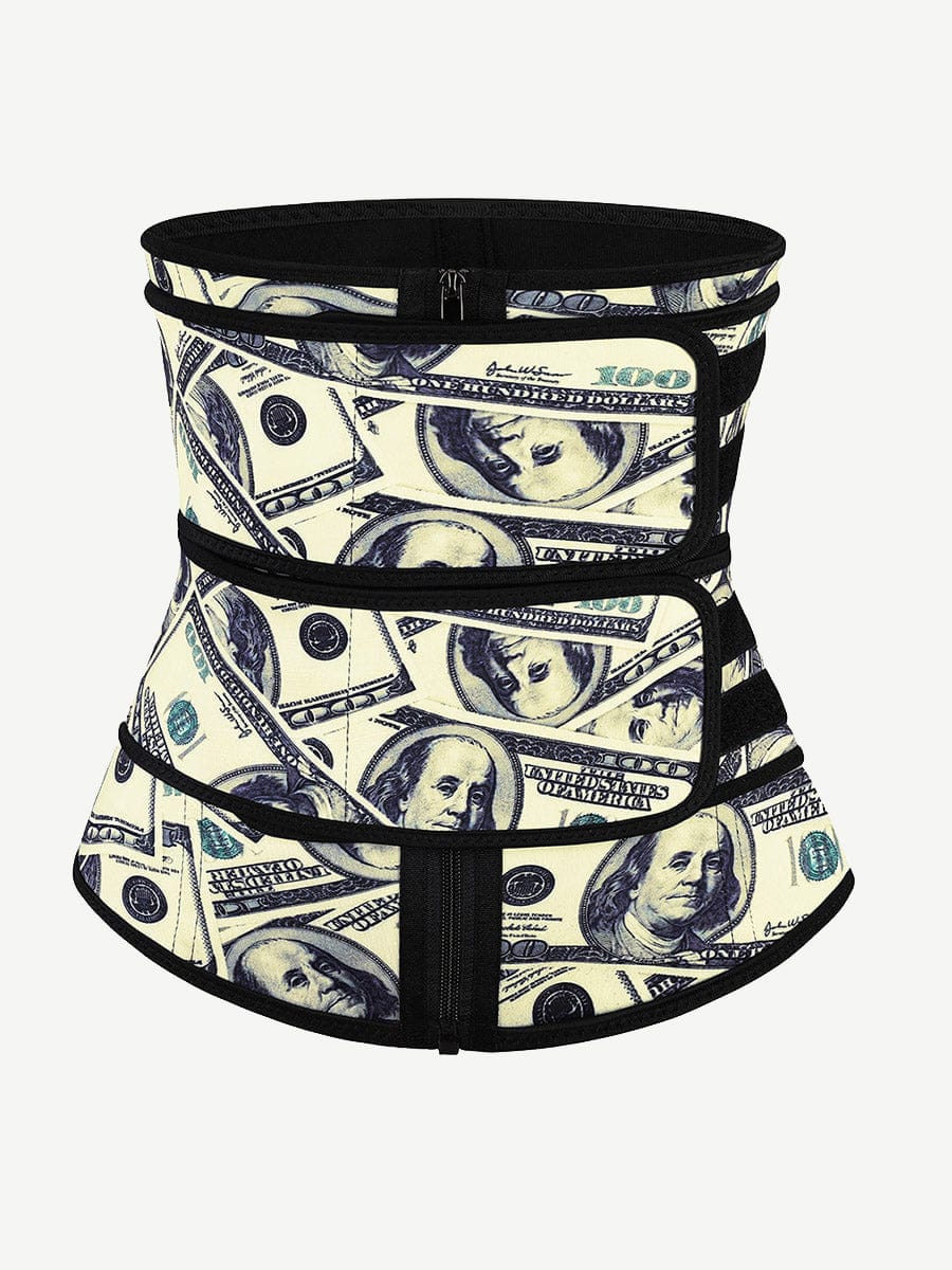 MT200357 — Dollar-Print Latex Waist Trainer with Double Belts
