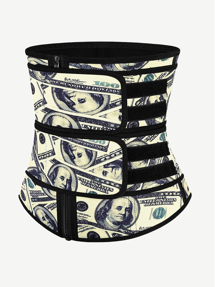 MT200357 — Dollar-Print Latex Waist Trainer with Double Belts