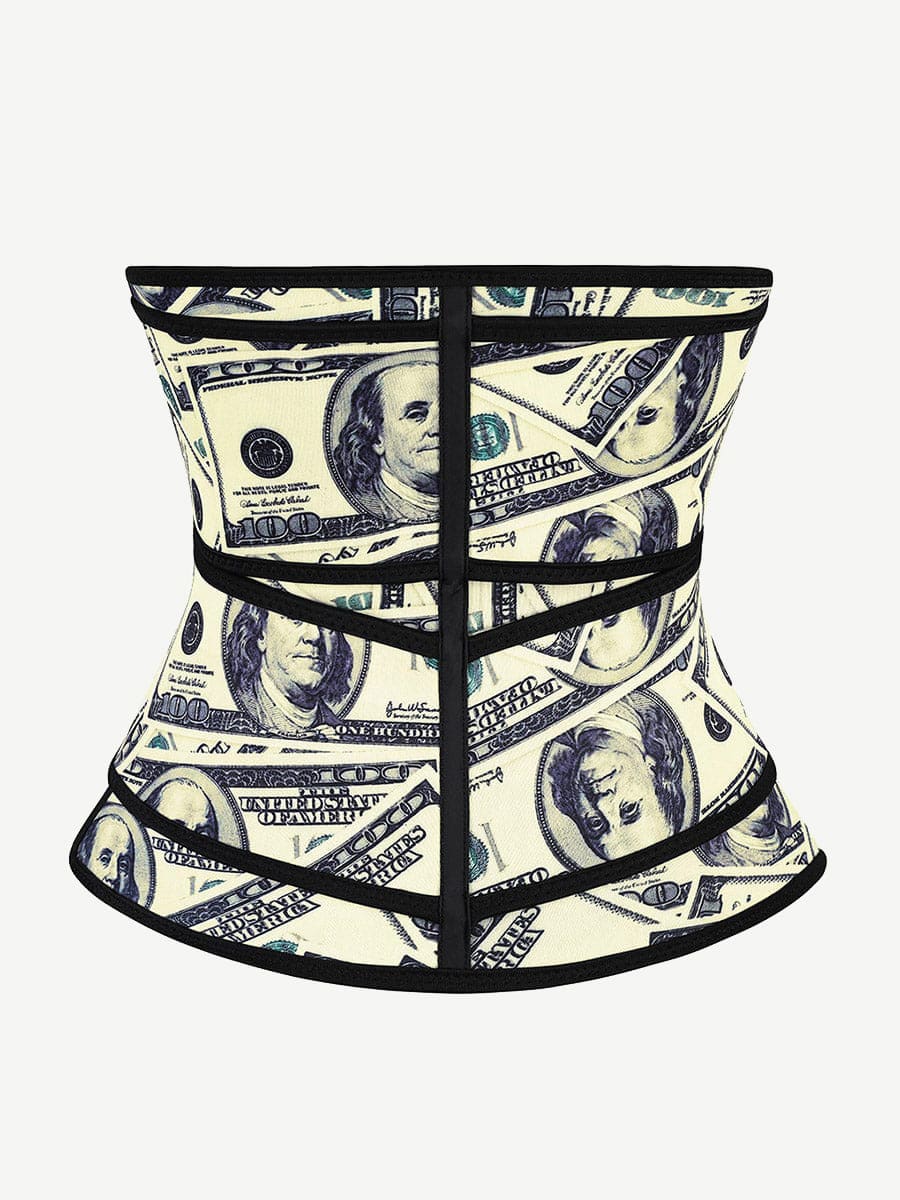 MT200357 — Dollar-Print Latex Waist Trainer with Double Belts
