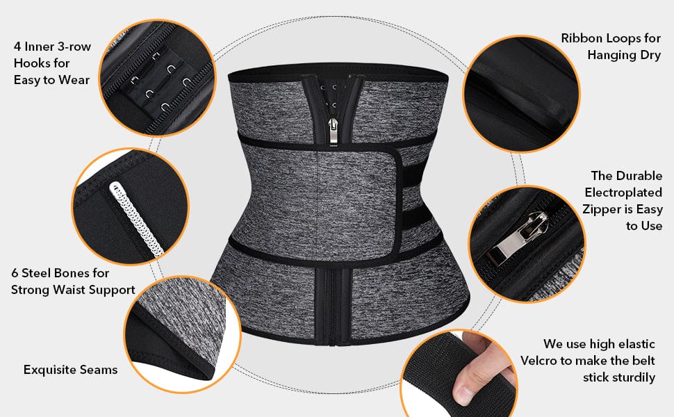 MT210254 — Waist Trainer with 6 Steel Bones and Belt