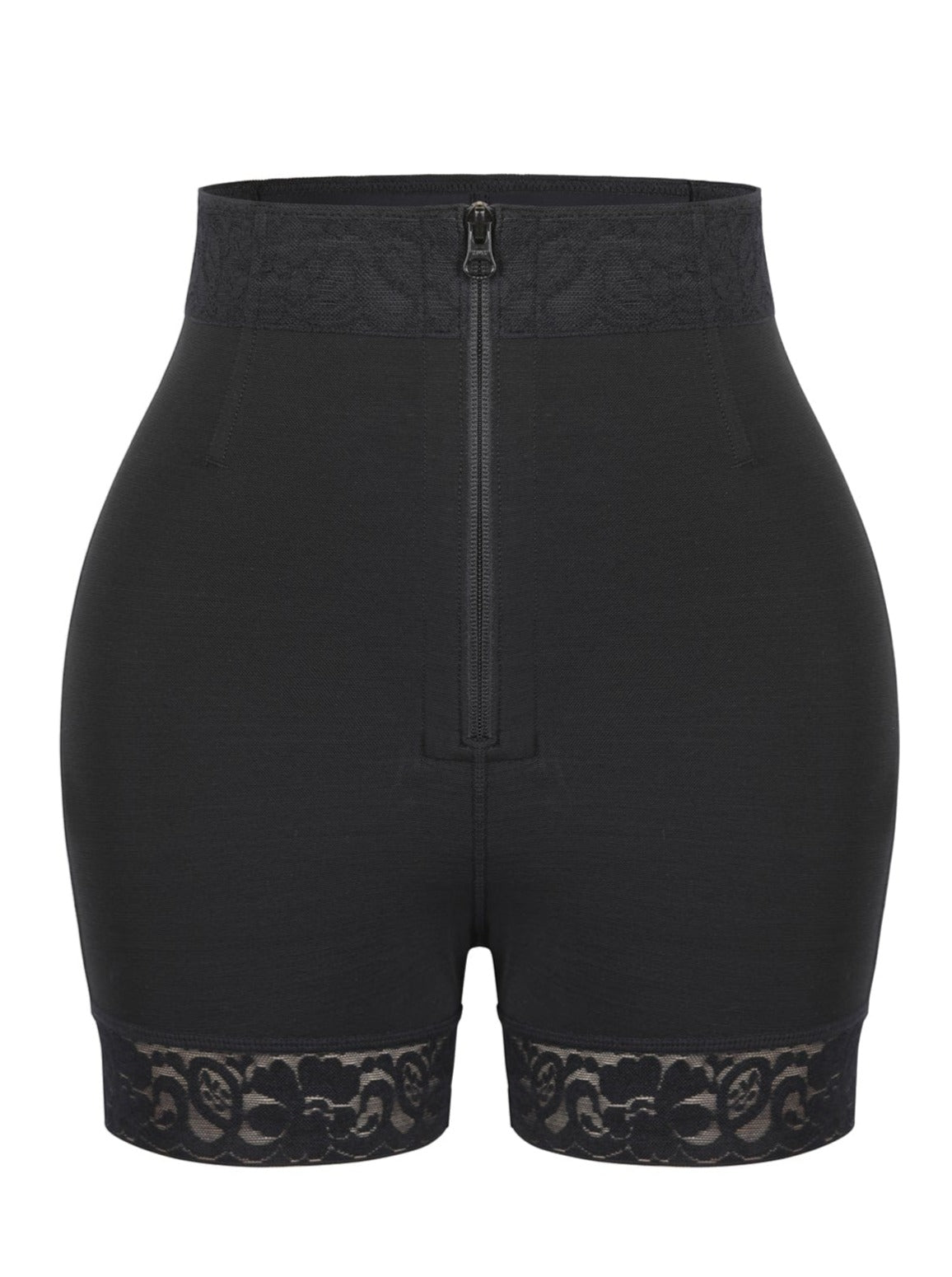 Short gainant taille haute à zip avant