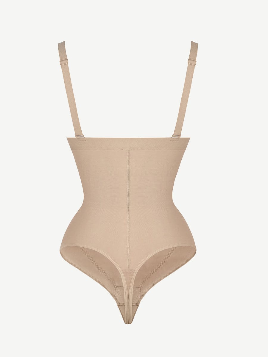 Body gainant string taille haute à bretelles