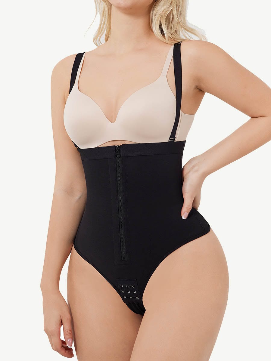 Body gainant string taille haute à bretelles