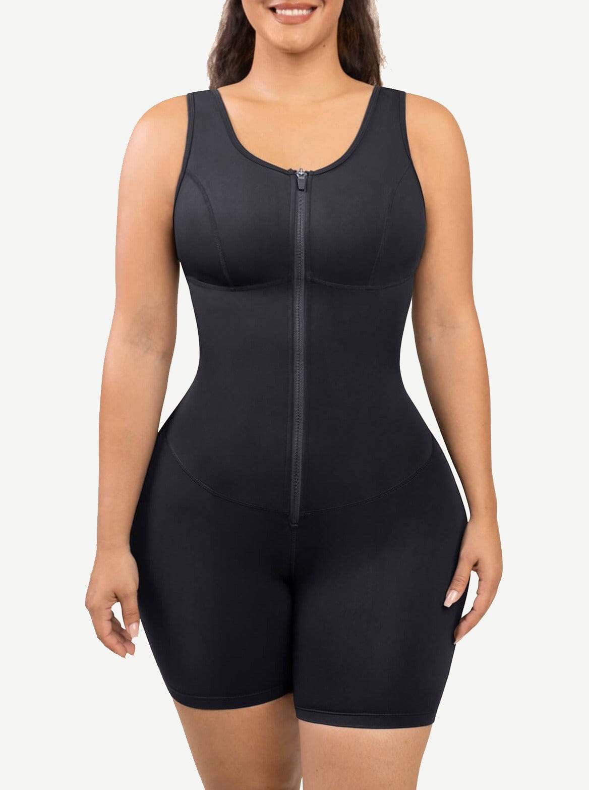 MT220085 — Combinaison gainante de sport doublée de latex avec zip avant