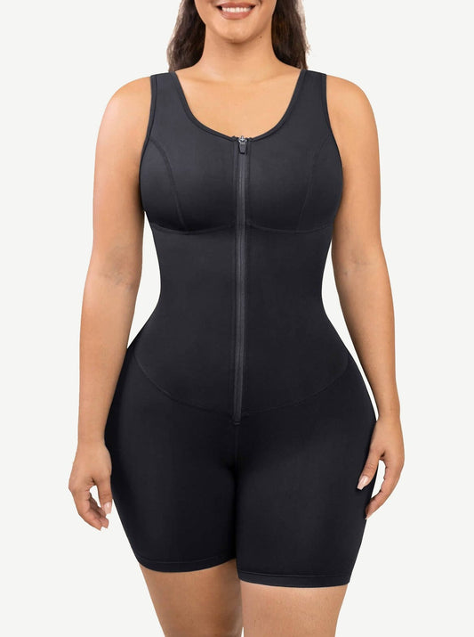 MT220085 — Combinaison gainante de sport doublée de latex avec zip avant