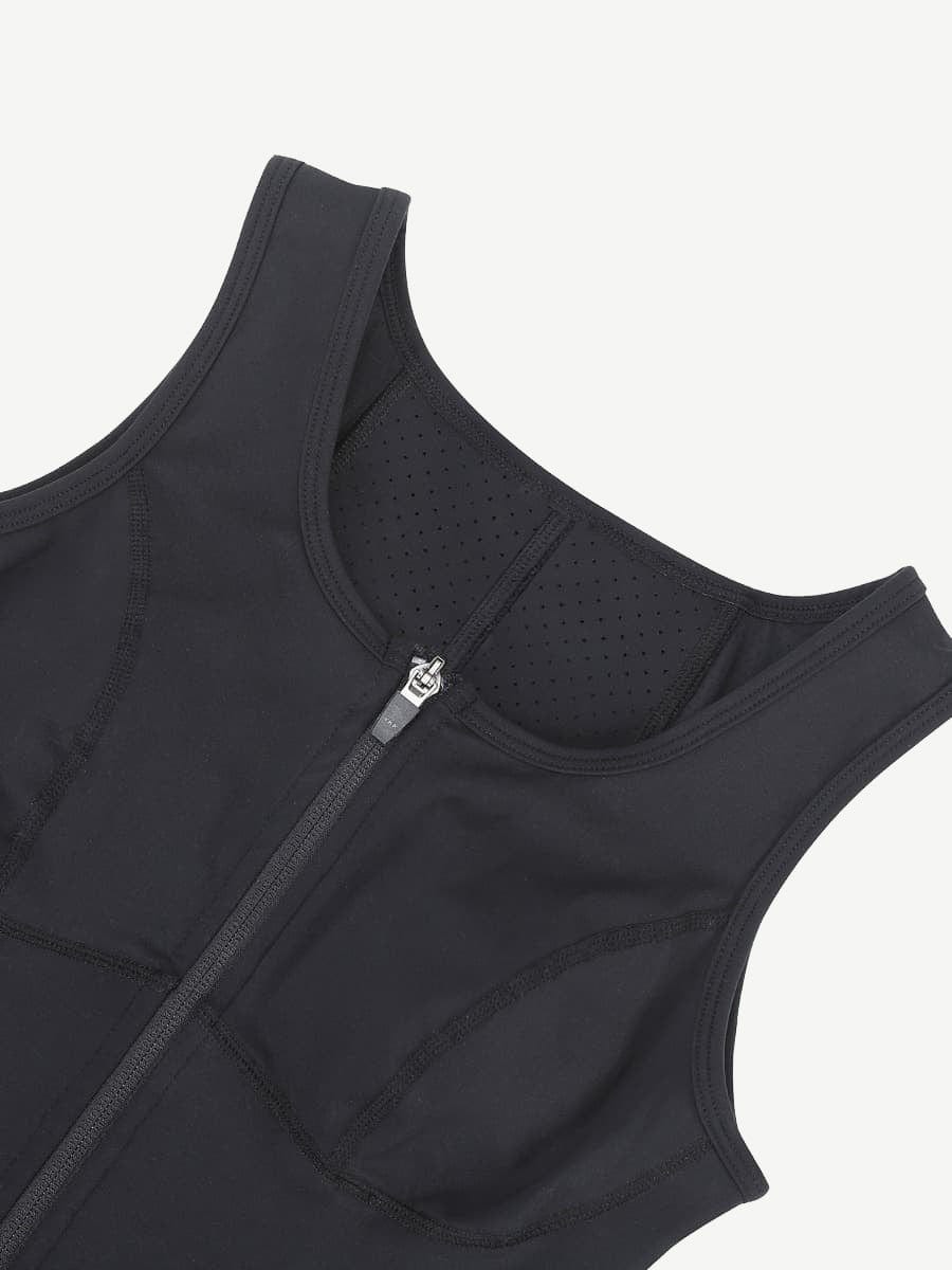 MT220085 — Combinaison gainante de sport doublée de latex avec zip avant
