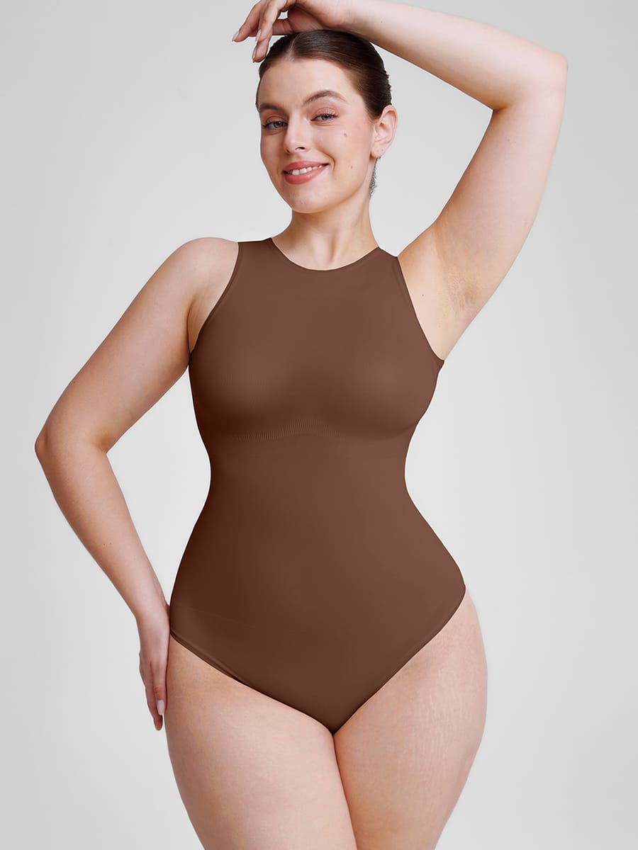 MT220165 — Seamless Crew-Neck Shaping Thong Bodysuit