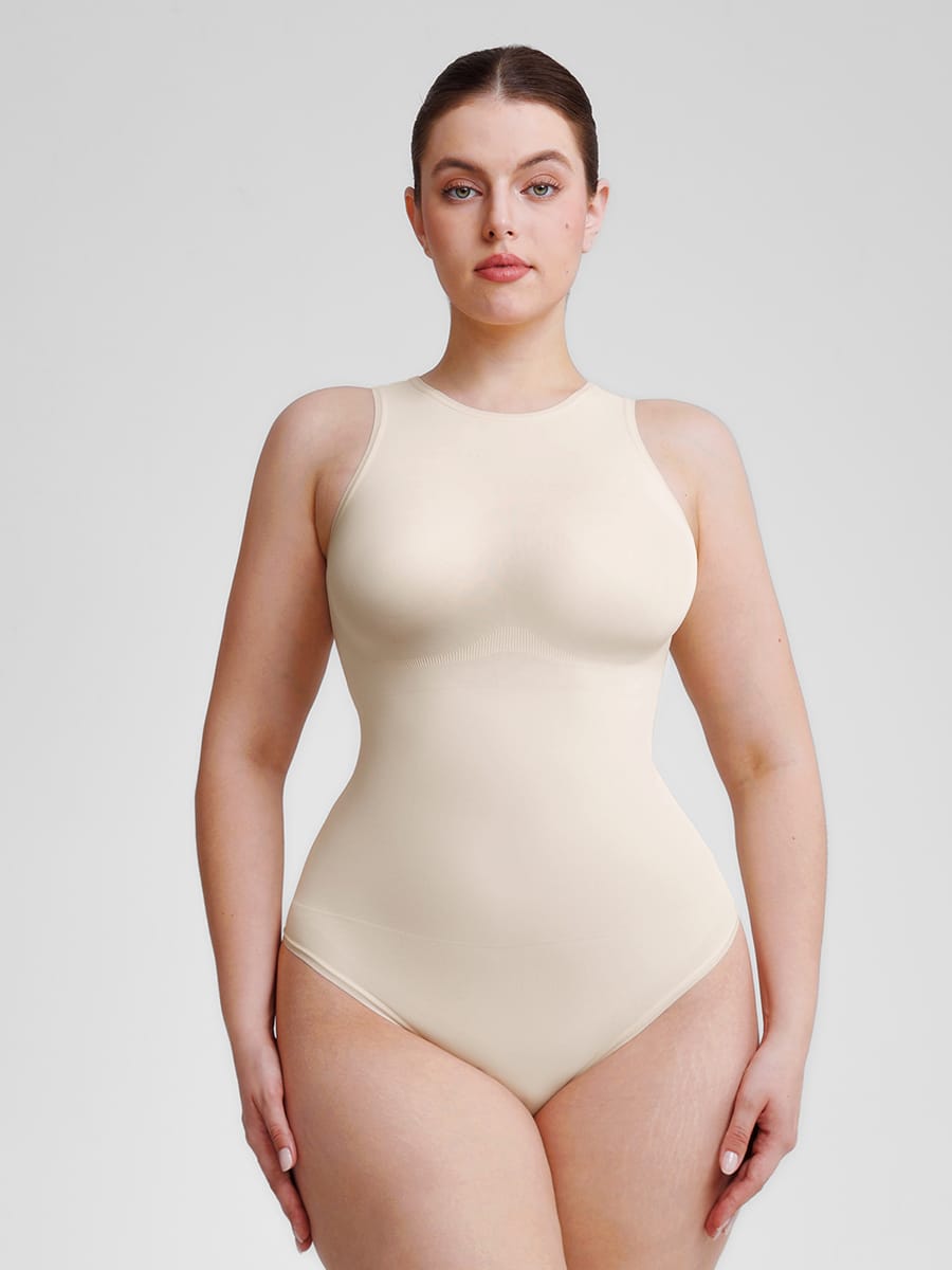 MT220165 — Seamless Crew-Neck Shaping Thong Bodysuit