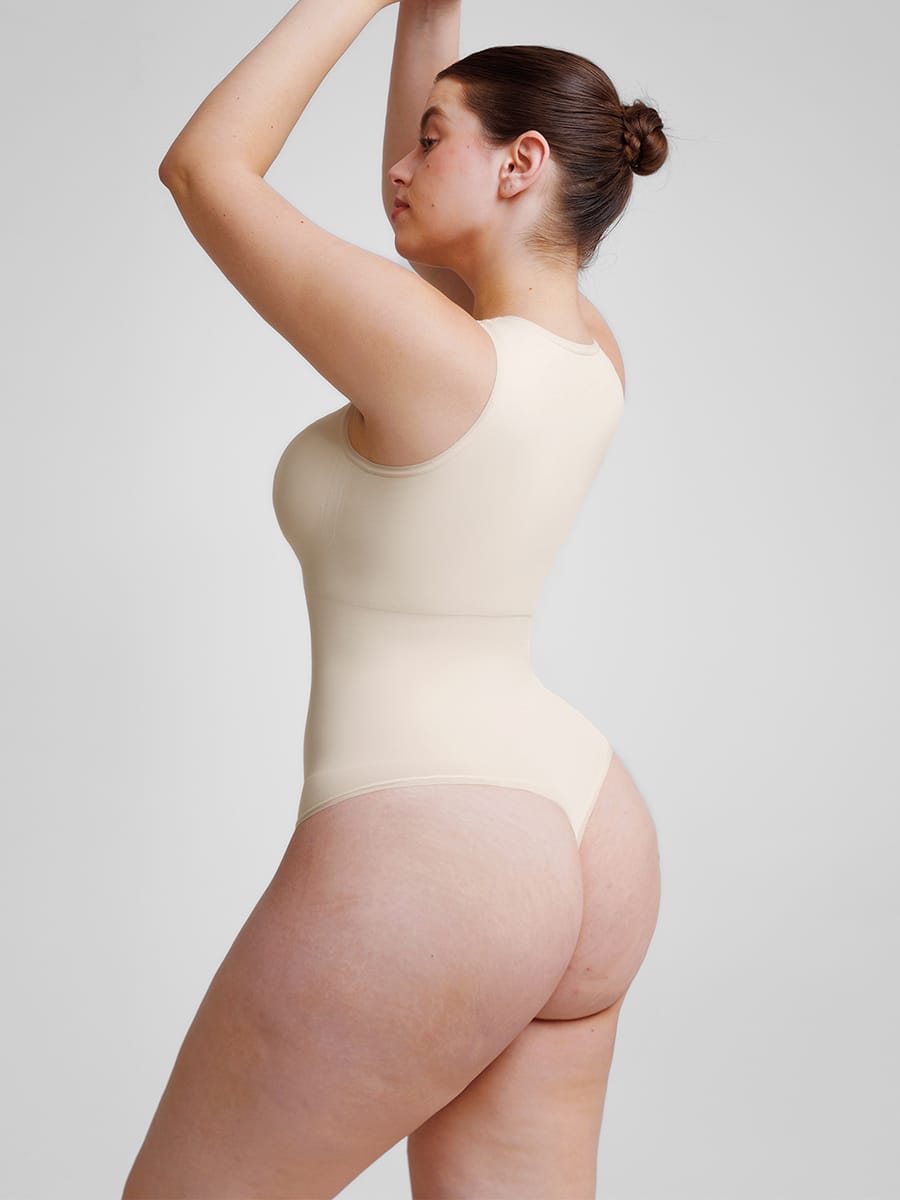 MT220165 — Seamless Crew-Neck Shaping Thong Bodysuit