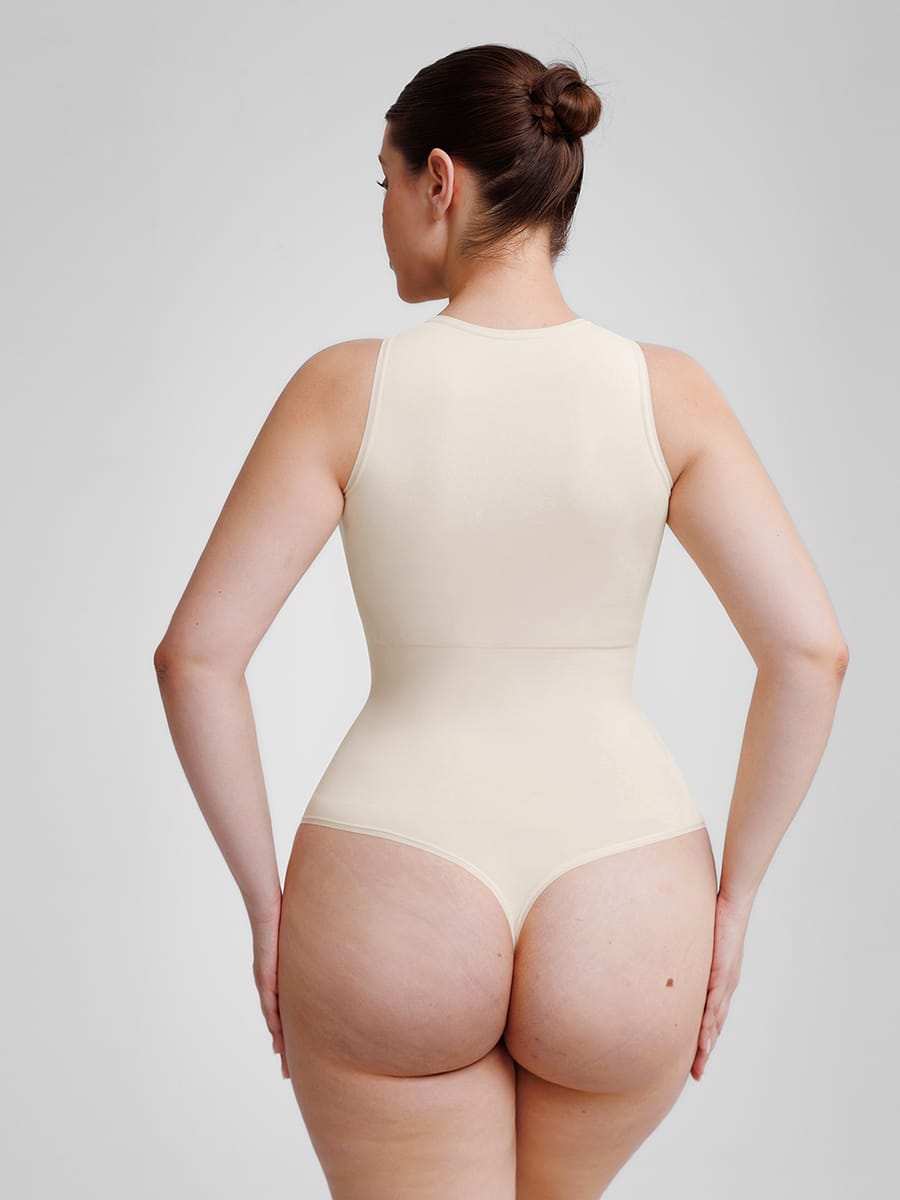 MT220165 — Seamless Crew-Neck Shaping Thong Bodysuit