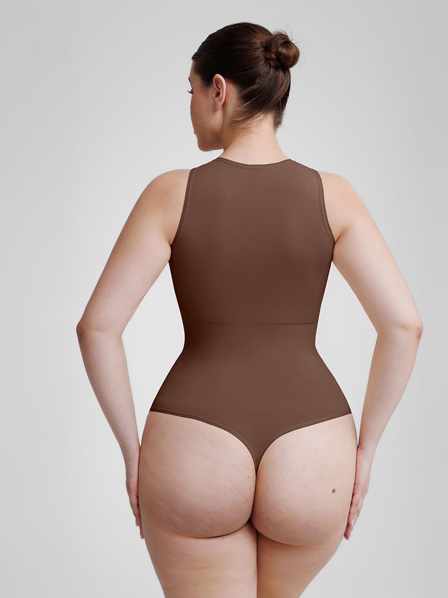 MT220165 — Seamless Crew-Neck Shaping Thong Bodysuit