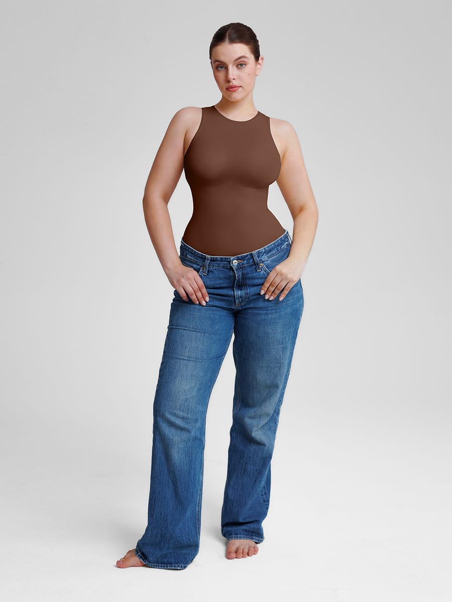 MT220165 — Seamless Crew-Neck Shaping Thong Bodysuit