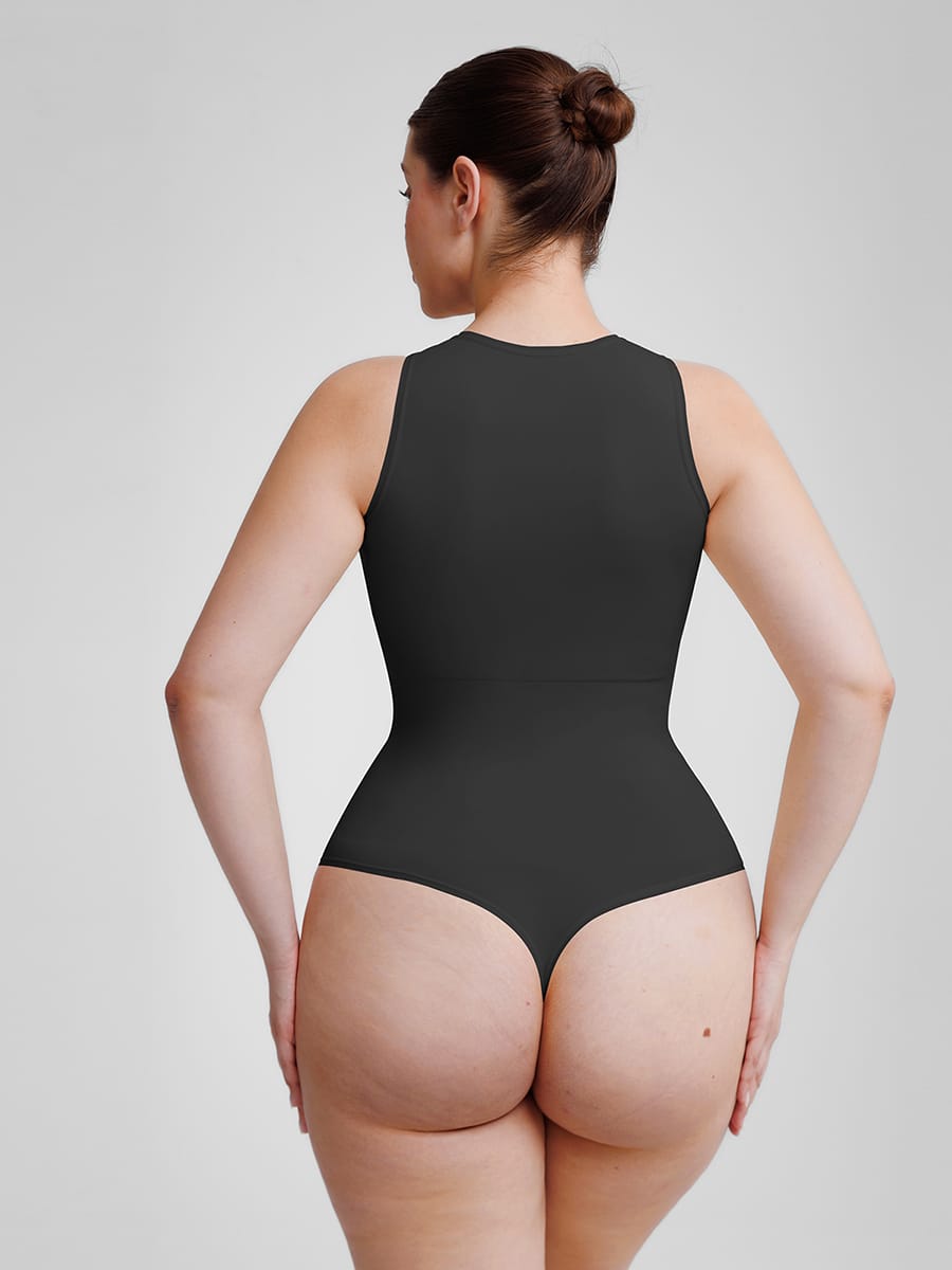 MT220165 — Seamless Crew-Neck Shaping Thong Bodysuit