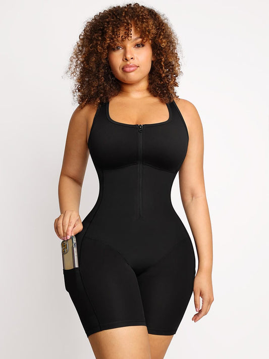 MT220170 — Athletic Sauna Shaping Bodysuit with Pockets